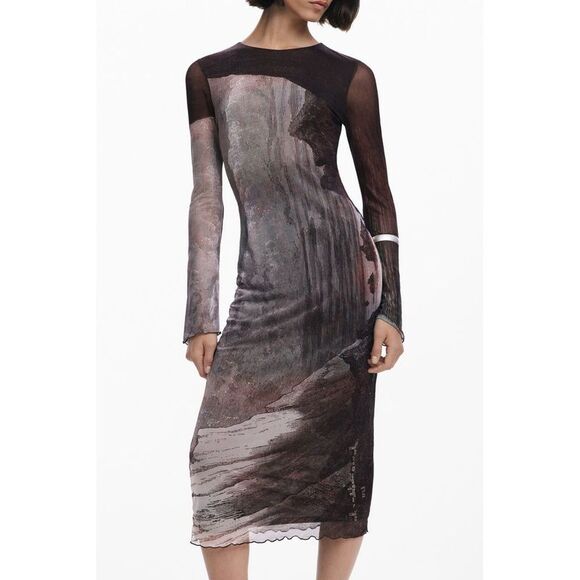 Desigual Brown Polyester Women Women's Dress - Picture 1 of 3